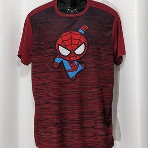Marvel Cartoon Toon Spiderman Mens Large Shirt Heather Red Short Sleeve Stretch